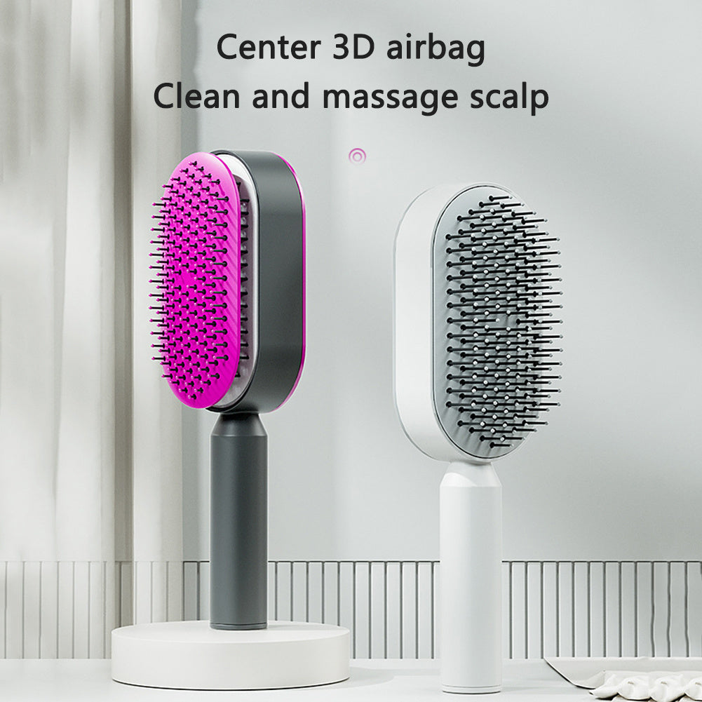 Self-Cleaning Hair Brush for Women — One-Key Hair Removal & Scalp Massage - GFMR TradeWorks