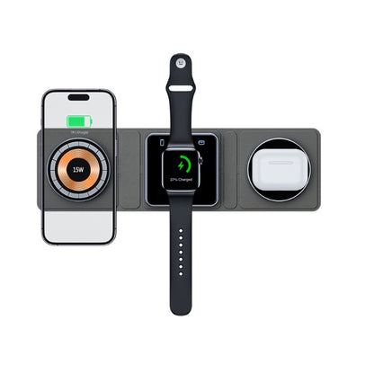 3-in-1 Magnetic Folding Wireless Charger Station – Fast Charging for iPhone, iWatch & AirPods, Transparent Design - GFMR TradeWorks