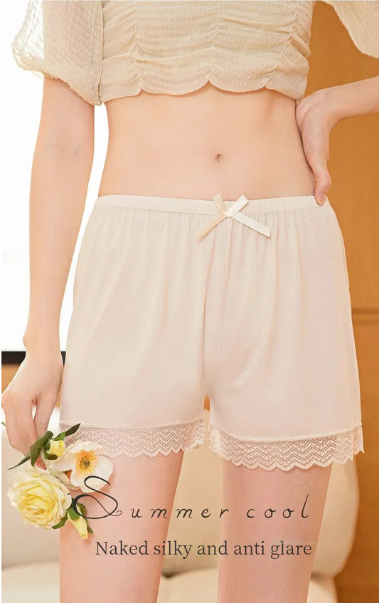 Women’s Lace Ice-Silk Shorts | Soft, Breathable & Stylish Comfort Wear for Home & Daily Outings