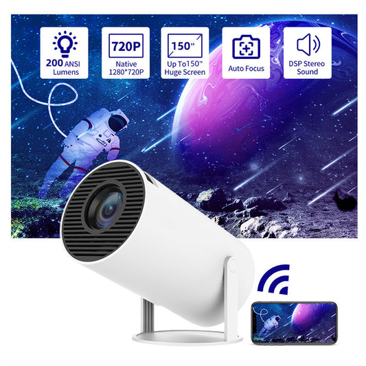 Compact Portable Projector – 180° Wide-Angle Auto-Focus Home Theater Cinema