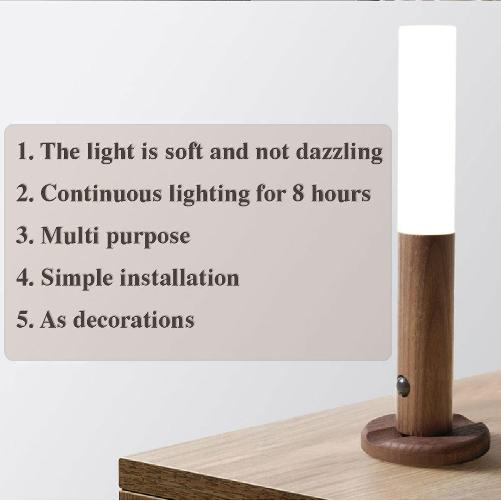 Magnetic Wooden Motion Sensor Night Light – Elegant USB Wall Lamp for Cabinets, Corridors, and More - GFMR TradeWorks