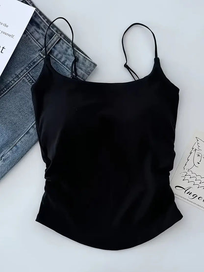 Women’s Loose Fit Cotton Cami with Built-In Bra | Comfortable Everyday Tank Tops - Pack of 2