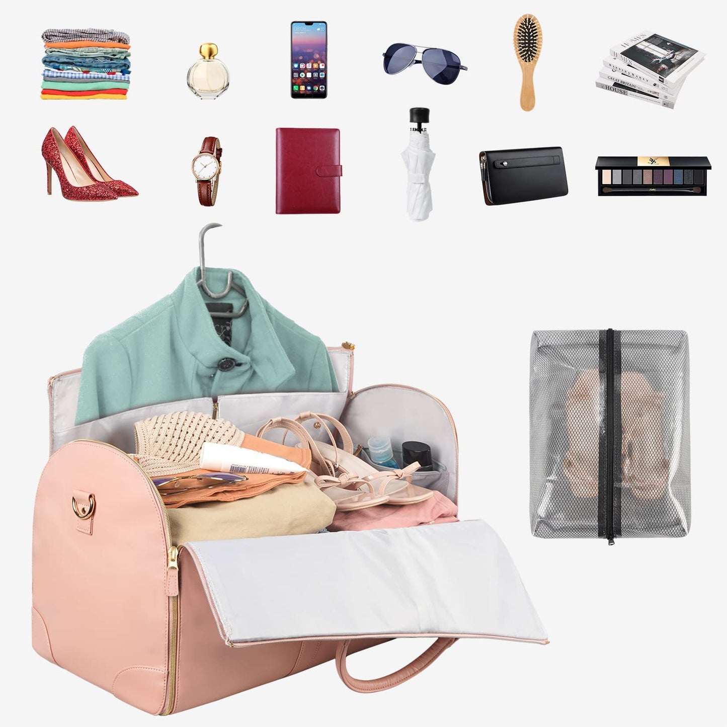 Large Capacity Foldable Travel Duffle Bag — Women’s Waterproof Handbag & Suit Tote