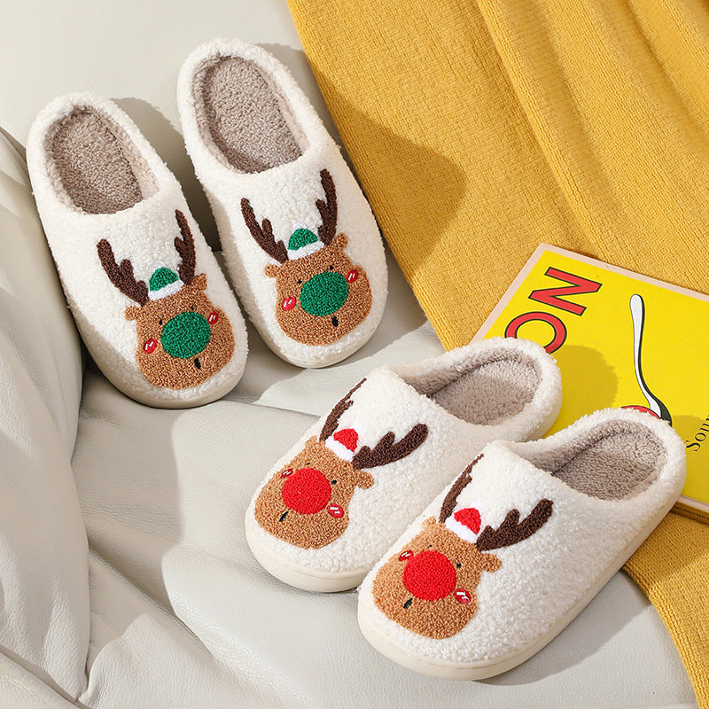 Cozy Christmas Elk Slippers - Soft Winter Home Slip-On Bedroom Shoes - GFMR TradeWorks
