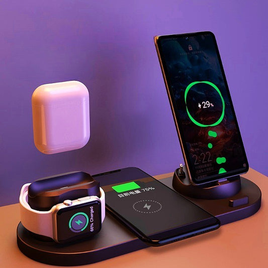6-in-1 Fast Wireless Charging Dock – Power iPhone, Watch & More in One Sleek Pad