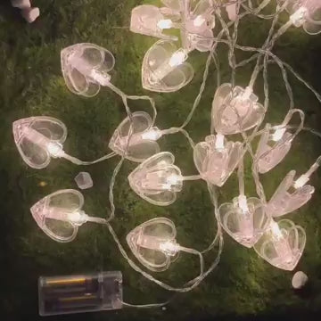 Heart Shaped LED String Lights – Warm White Decorative Lights for Home, Parties & Festivals