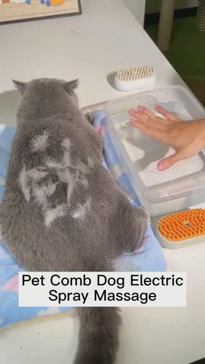 3-in-1 Electric Steam Pet Brush - Hair Removal, Grooming, and Massage for Cats & Dogs